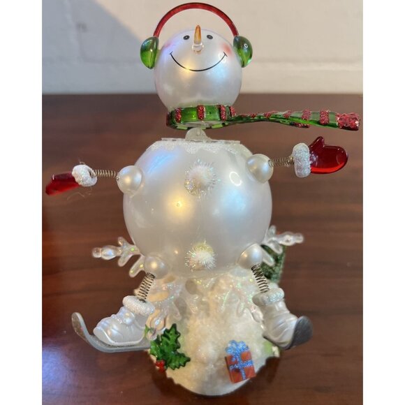 JC Penney Home Collection 7" Lighted Acrylic SKIING SNOWMAN in Box TESTED WORKS - Picture 2 of 14